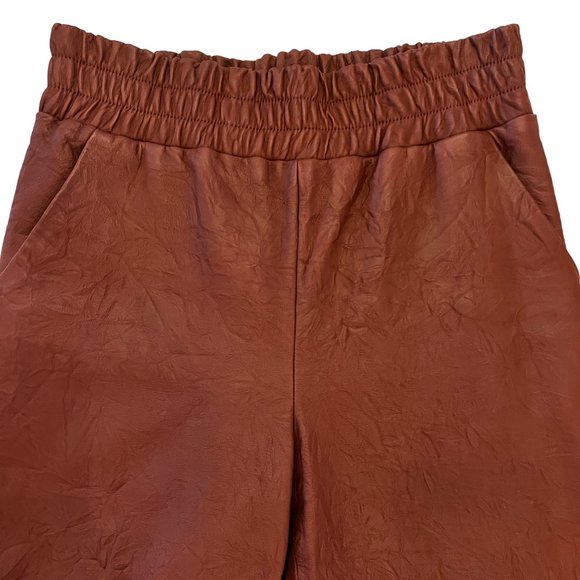 Like new VERONICA BEARD Wasia Brown Lamb Leather Cropped Joggers Size 6 - Picture 7 of 14